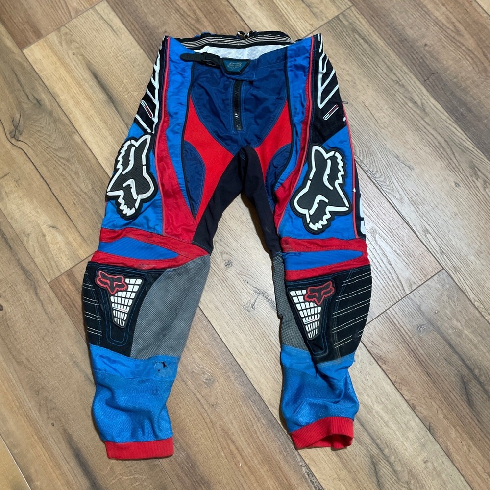 Fox Racing 360 Motion Motocross Pants Blue Red Black Men Size 32 Vintage MX Gear